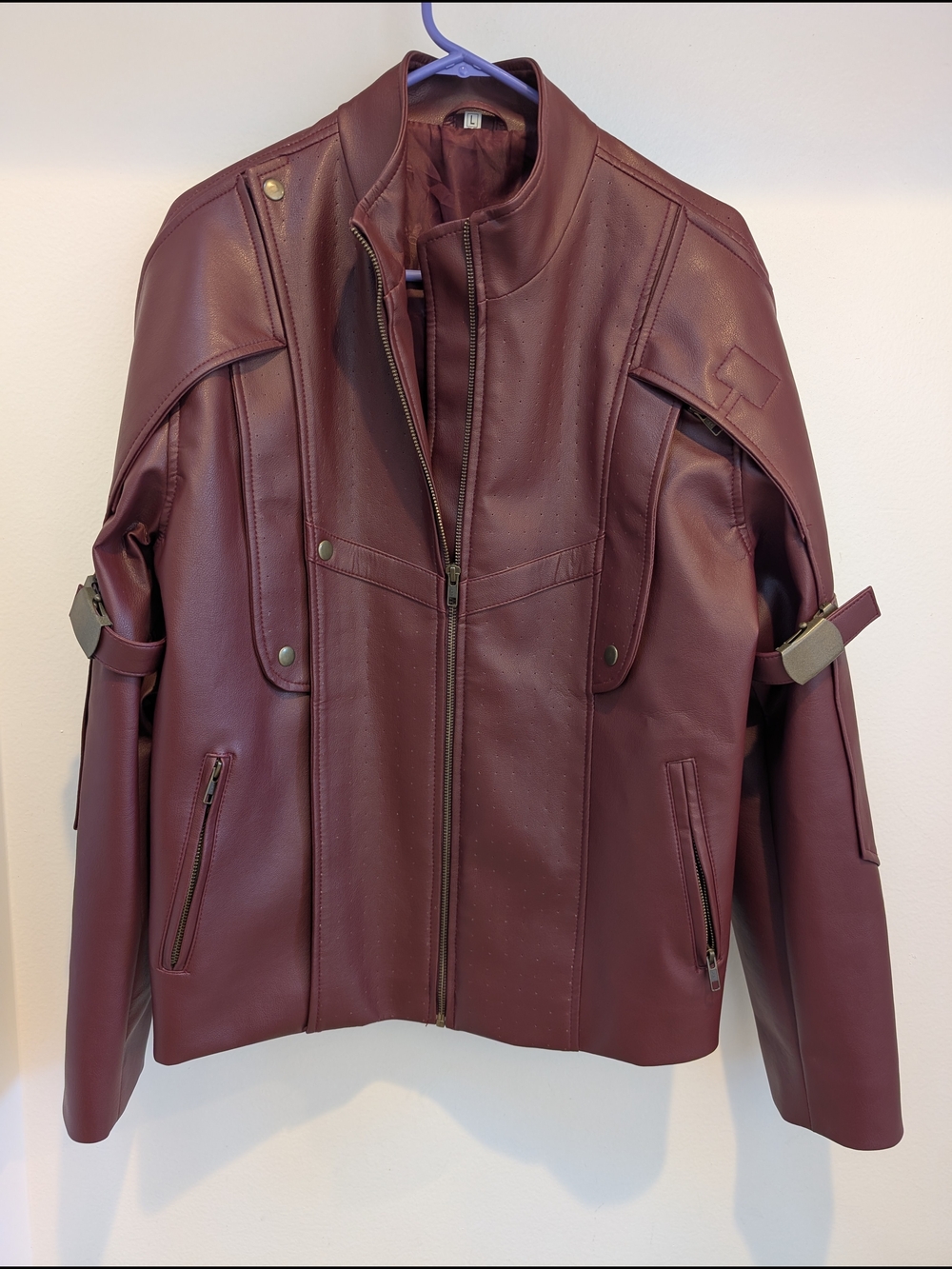 Star-Lord GOTG Burgundy Faux Leather Moto Jacket Size Large